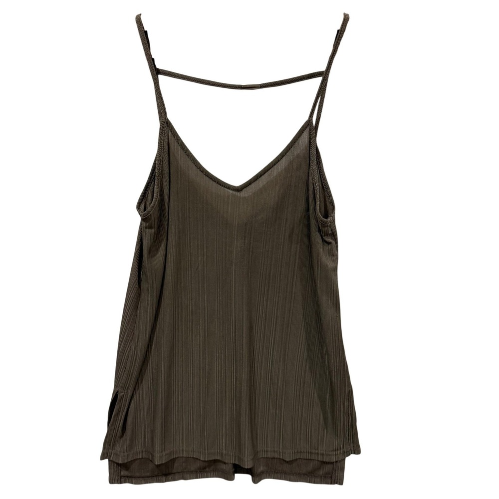 Very J‎ Womens Taupe Ribbed V-Neck Spaghetti Strap Cami Top VT12325 Small NWT
